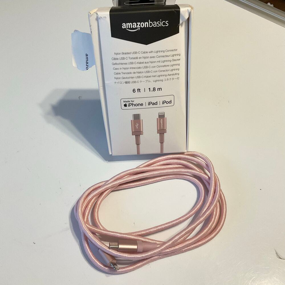 Lightning to USB C Charge/Sync Cable (6ft/1.8m) Made for  iPhone iPad iPod, Pink
